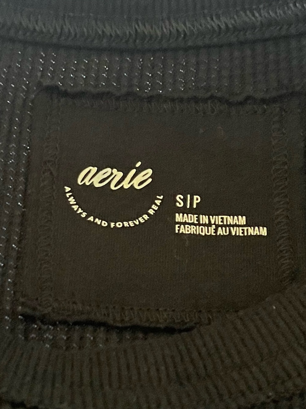 Size Small Aerie Black Thermal Long Sleeve Crewneck Top 2025 cotton blend - Picture 3 of 4